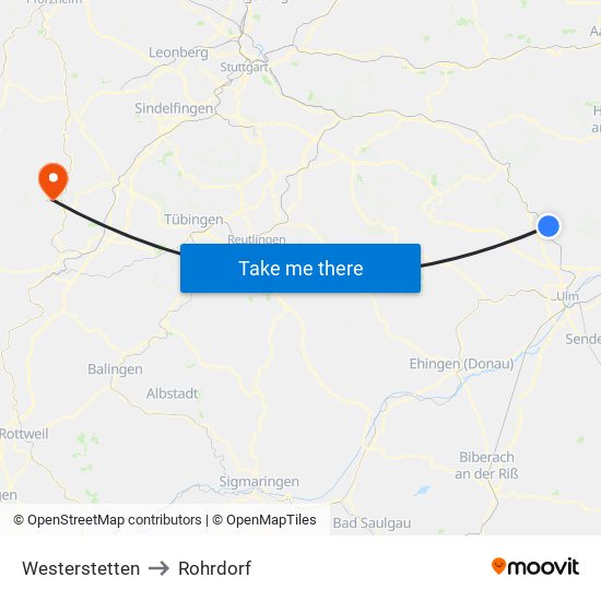 Westerstetten to Rohrdorf map