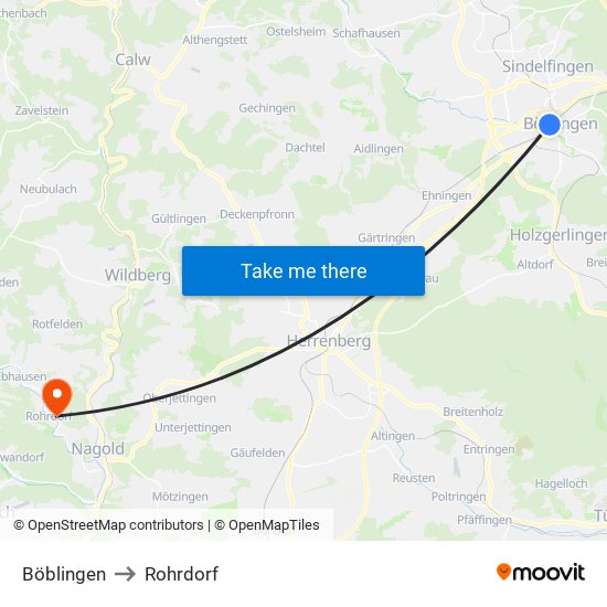 Böblingen to Rohrdorf map