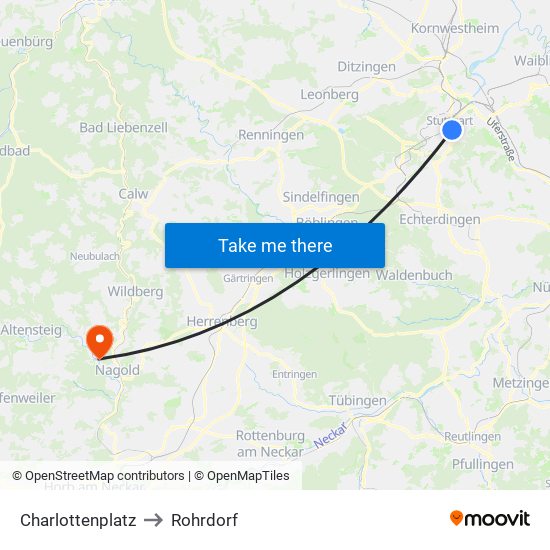 Charlottenplatz to Rohrdorf map