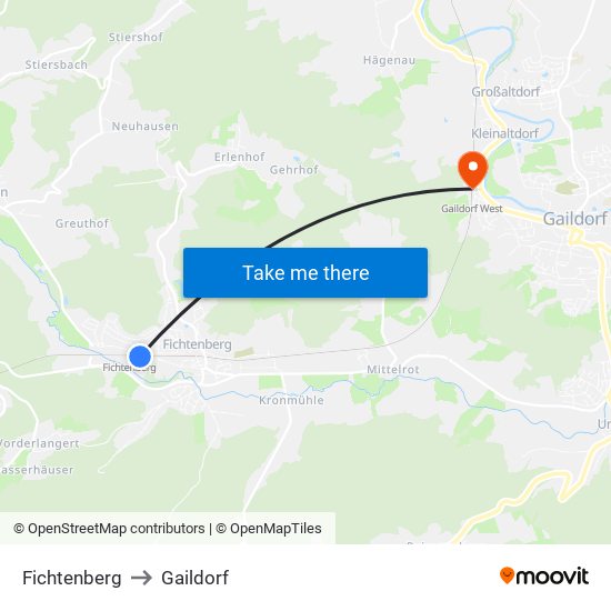 Fichtenberg to Gaildorf map