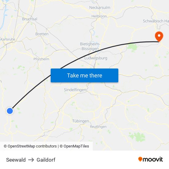 Seewald to Gaildorf map