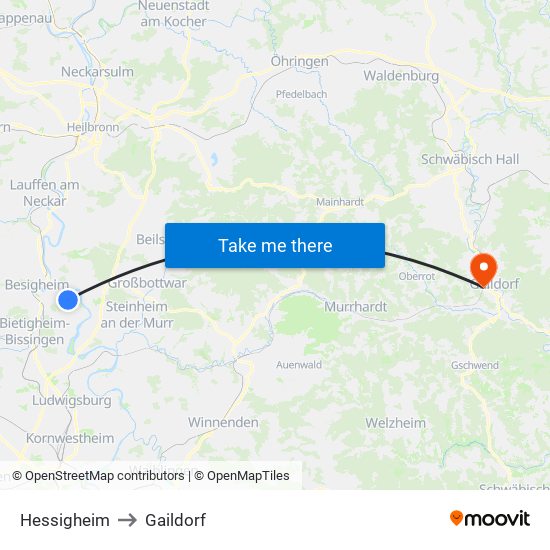 Hessigheim to Gaildorf map