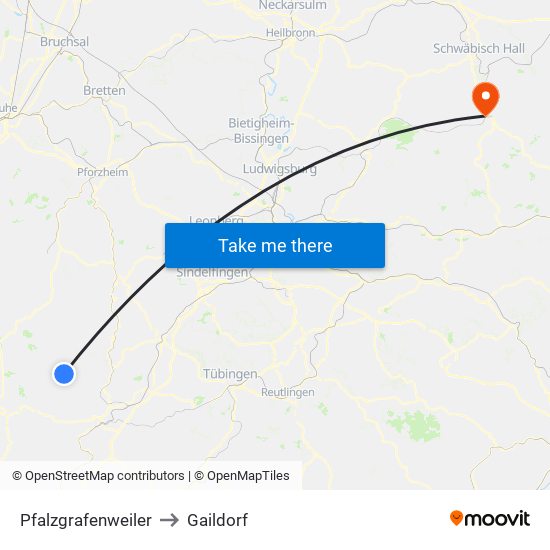 Pfalzgrafenweiler to Gaildorf map