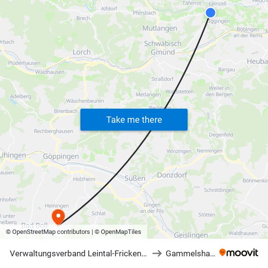 Verwaltungsverband Leintal-Frickenhofer Höhe to Gammelshausen map