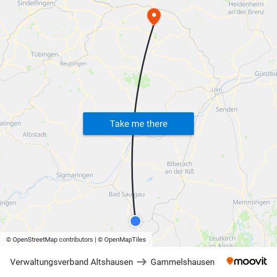 Verwaltungsverband Altshausen to Gammelshausen map