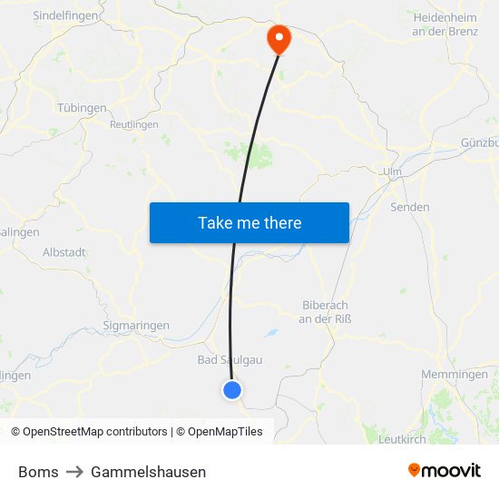 Boms to Gammelshausen map