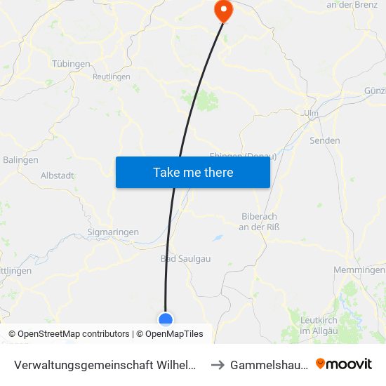 Verwaltungsgemeinschaft Wilhelmsdorf to Gammelshausen map