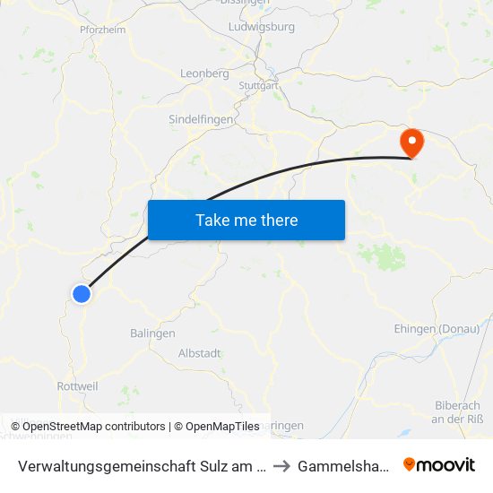 Verwaltungsgemeinschaft Sulz am Neckar to Gammelshausen map