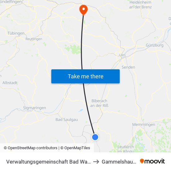 Verwaltungsgemeinschaft Bad Waldsee to Gammelshausen map