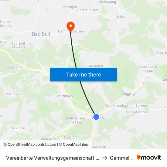 Vereinbarte Verwaltungsgemeinschaft Der Gemeinde Deggingen to Gammelshausen map