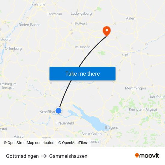 Gottmadingen to Gammelshausen map