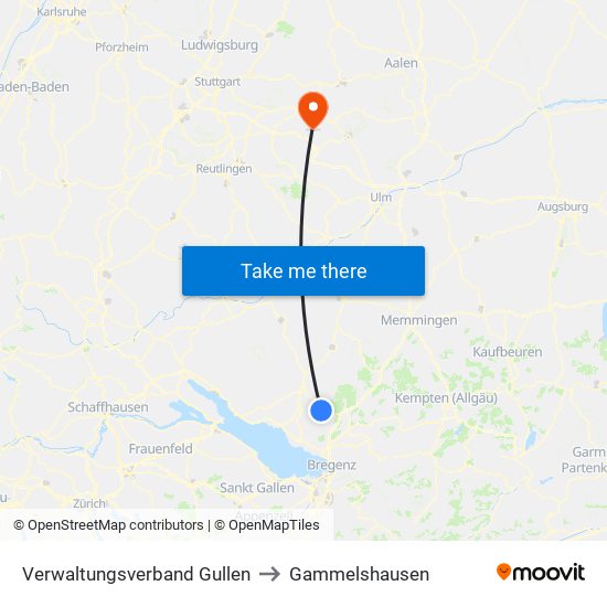 Verwaltungsverband Gullen to Gammelshausen map