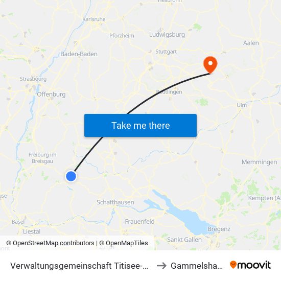 Verwaltungsgemeinschaft Titisee-Neustadt to Gammelshausen map