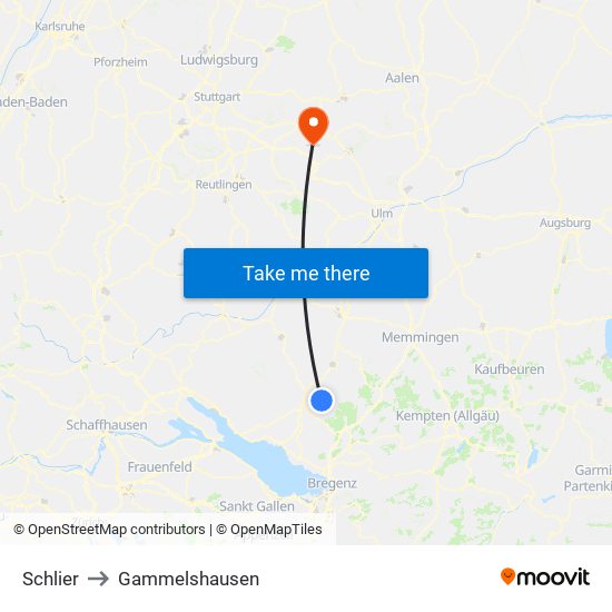 Schlier to Gammelshausen map