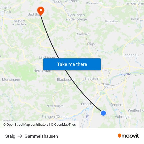 Staig to Gammelshausen map