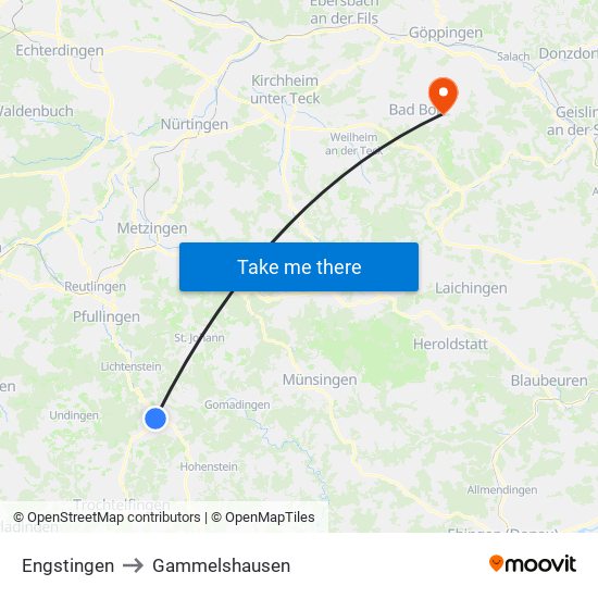 Engstingen to Gammelshausen map
