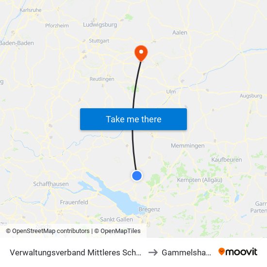 Verwaltungsverband Mittleres Schussental to Gammelshausen map