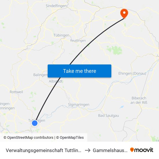 Verwaltungsgemeinschaft Tuttlingen to Gammelshausen map