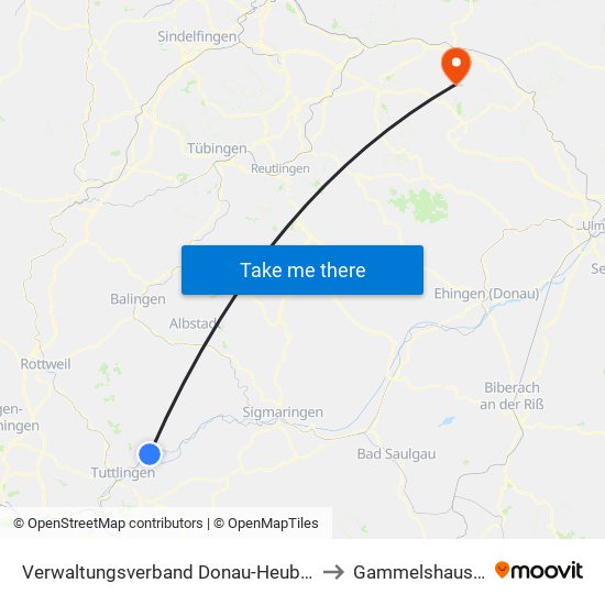 Verwaltungsverband Donau-Heuberg to Gammelshausen map