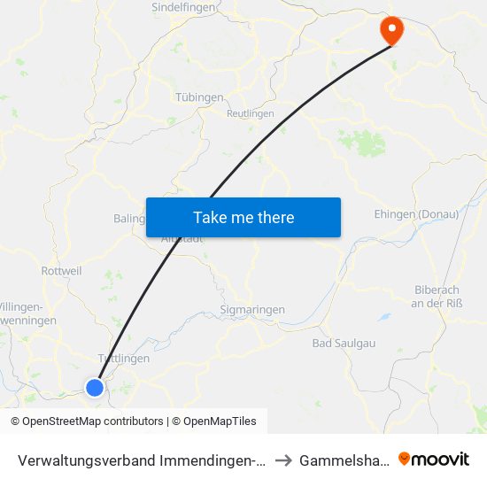 Verwaltungsverband Immendingen-Geisingen to Gammelshausen map