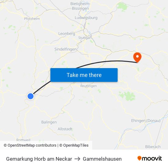 Gemarkung Horb am Neckar to Gammelshausen map