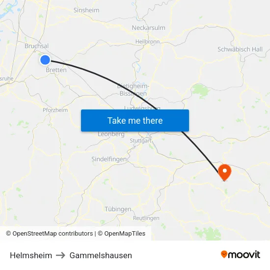 Helmsheim to Gammelshausen map