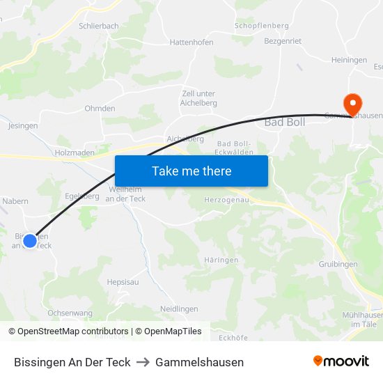 Bissingen An Der Teck to Gammelshausen map