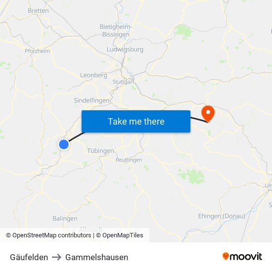 Gäufelden to Gammelshausen map