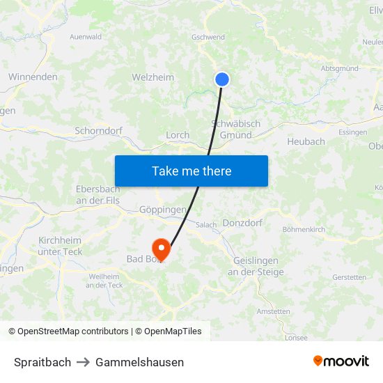 Spraitbach to Gammelshausen map
