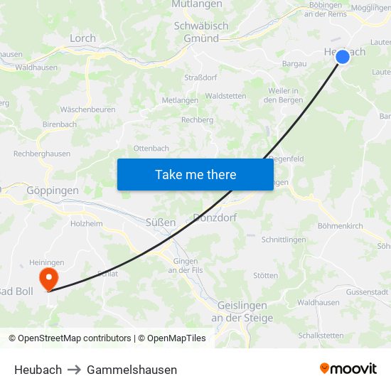 Heubach to Gammelshausen map