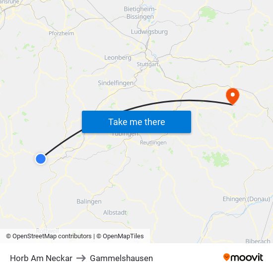 Horb Am Neckar to Gammelshausen map