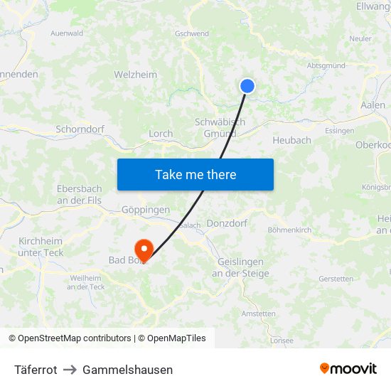 Täferrot to Gammelshausen map