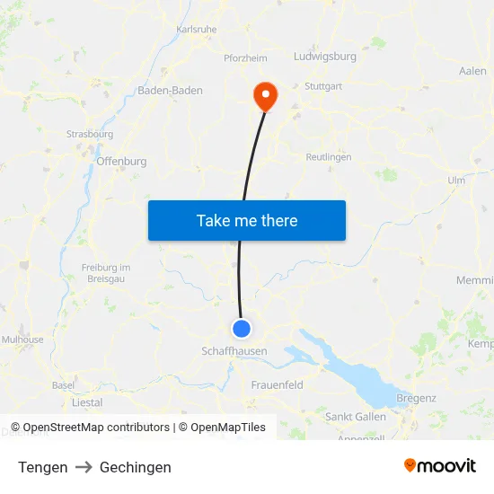 Tengen to Gechingen map