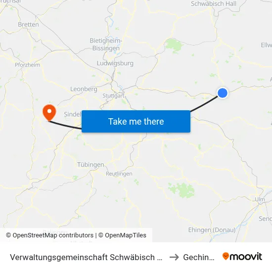 Verwaltungsgemeinschaft Schwäbisch Gmünd to Gechingen map