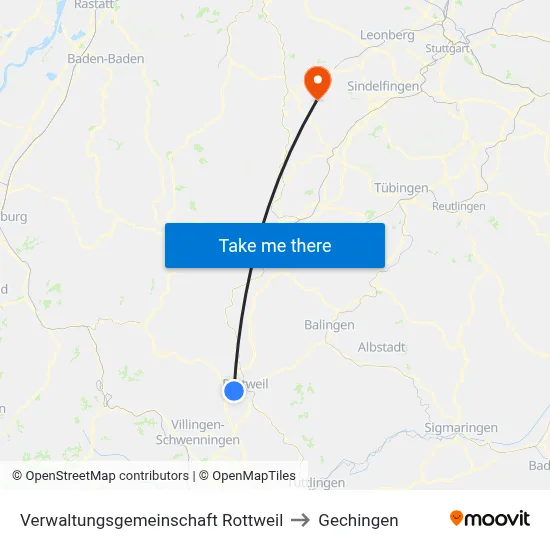 Verwaltungsgemeinschaft Rottweil to Gechingen map