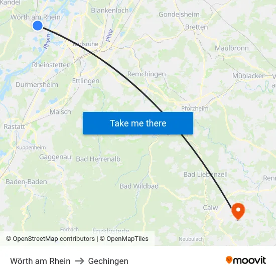 Wörth am Rhein to Gechingen map