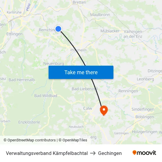 Verwaltungsverband Kämpfelbachtal to Gechingen map