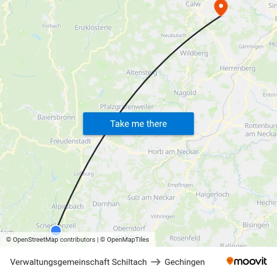 Verwaltungsgemeinschaft Schiltach to Gechingen map