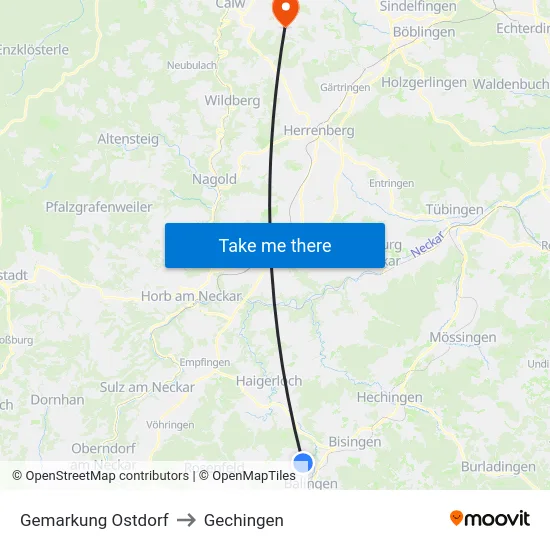 Gemarkung Ostdorf to Gechingen map