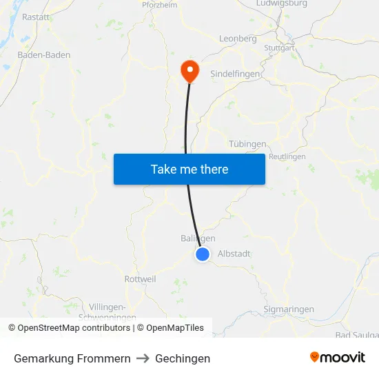 Gemarkung Frommern to Gechingen map