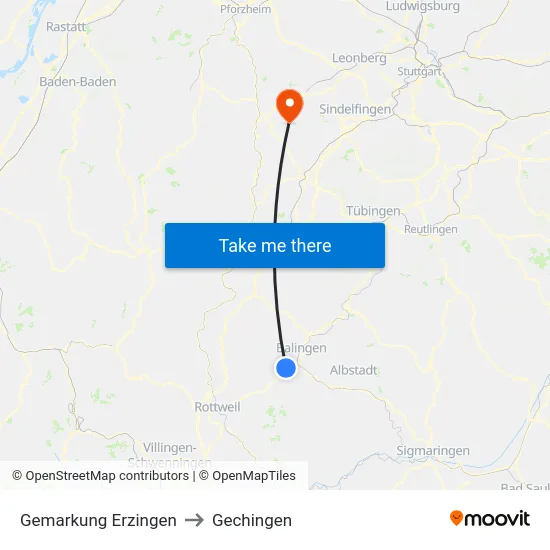 Gemarkung Erzingen to Gechingen map