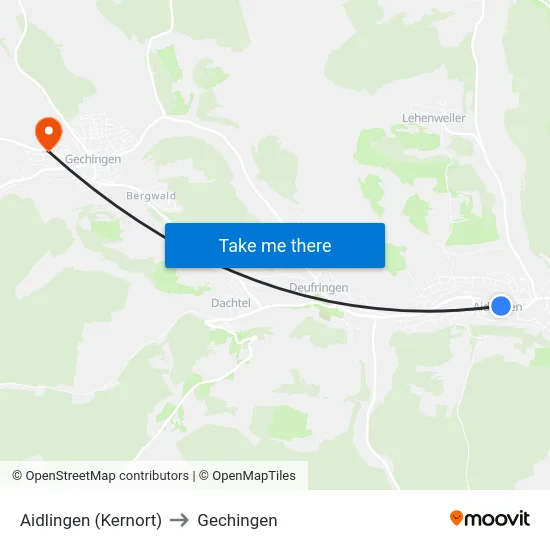 Aidlingen (Kernort) to Gechingen map