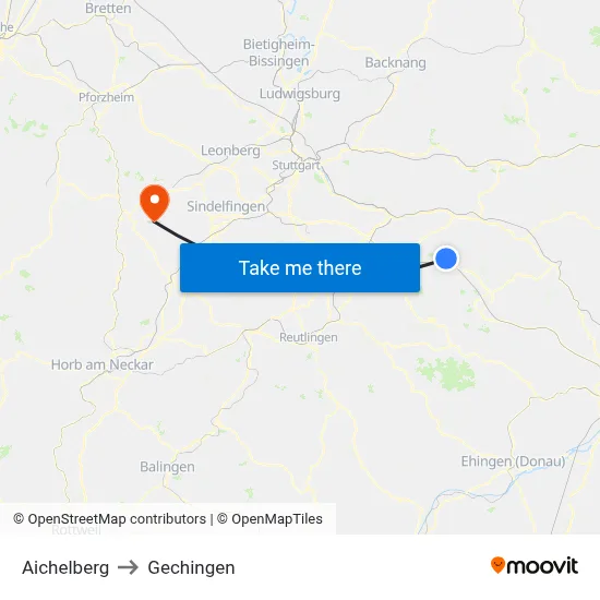 Aichelberg to Gechingen map