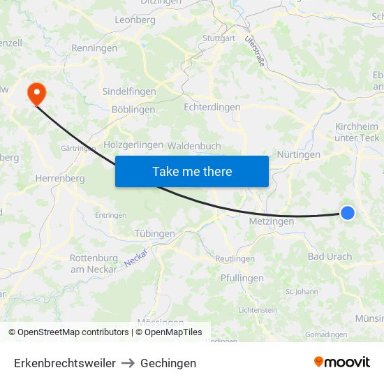 Erkenbrechtsweiler to Gechingen map