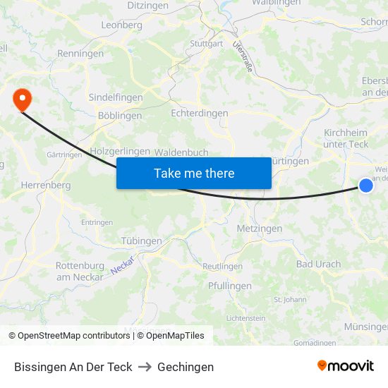 Bissingen An Der Teck to Gechingen map