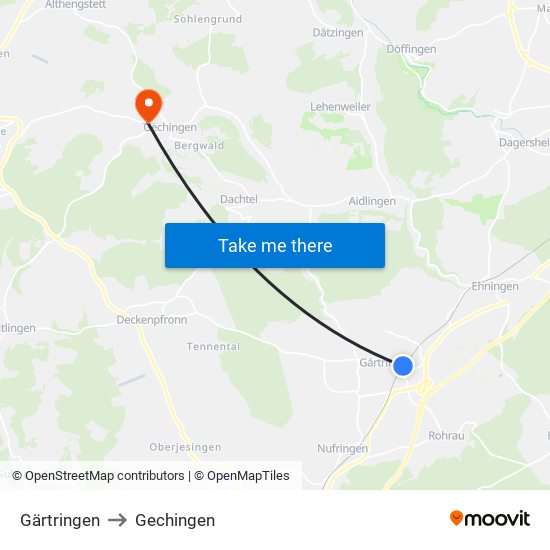 Gärtringen to Gechingen map