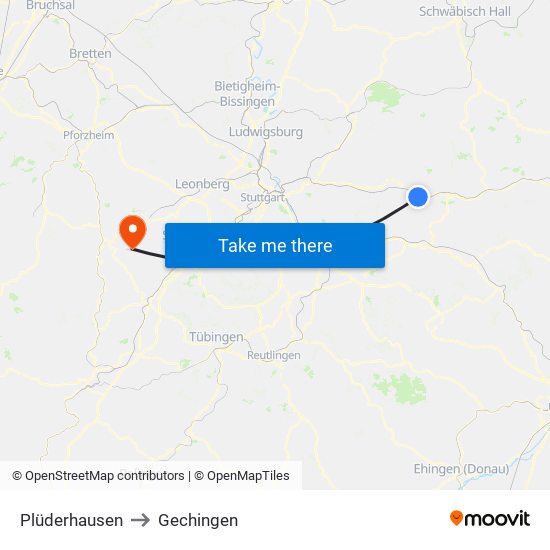 Plüderhausen to Gechingen map