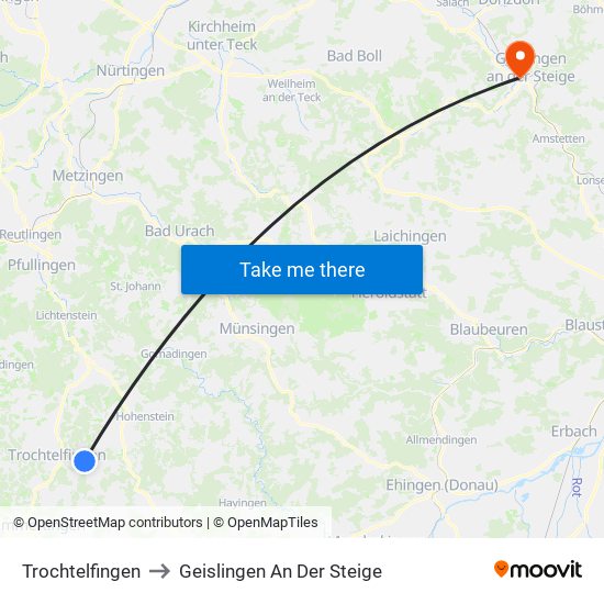 Trochtelfingen to Geislingen An Der Steige map
