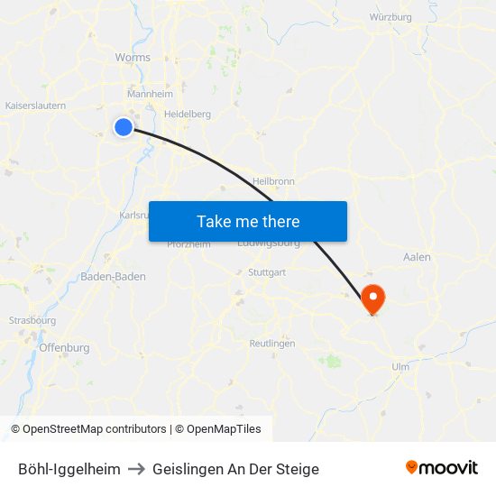 Böhl-Iggelheim to Geislingen An Der Steige map