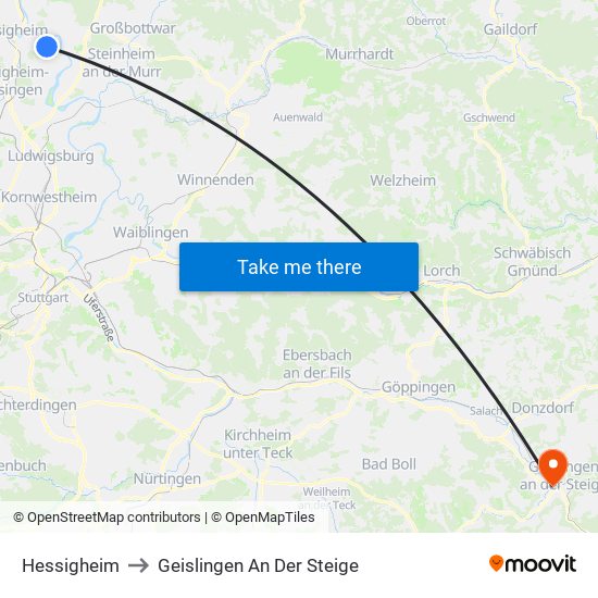 Hessigheim to Geislingen An Der Steige map